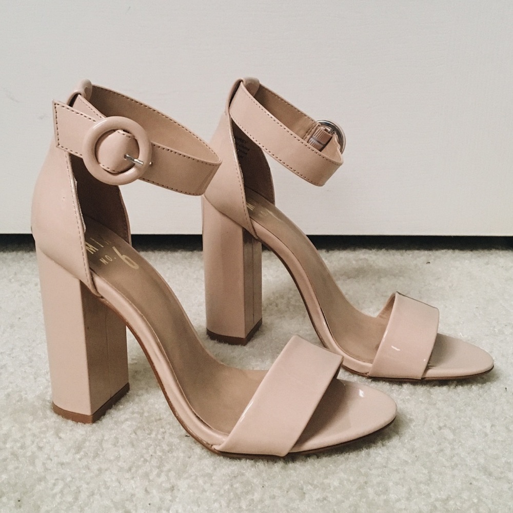 Nude block heel